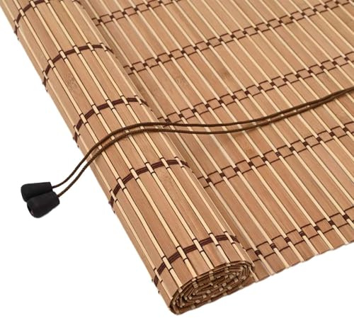 vidaXL Store Enrouleur avec des Rideaux Nature 140 x 220 cm Bambou, Store Moderne, rectangulaire, Enroulable, Protection UV pour fenêtres, décor intérieur en Bambou, Style Salon élégant