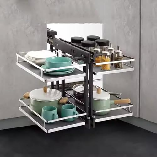 Ausziehbarer Eckschrank mit 4 Körben – robustes ausziehbares Regal für Küche und Kleiderschrank, ideal für 800–900 mm große Räume, maximiert die Speichereffizienz