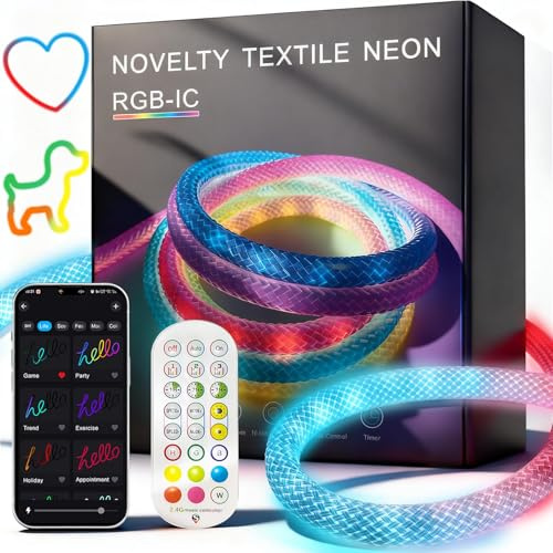 WS2811 360 Grad Rundes Neon LED Lichtband mit Controller, RGB Nylon Flexible Fantasy Farbe LED Streifen, LED Strip Innen und Außendekoration im Schlafzimmer, DC5V (500, Zentimeter)