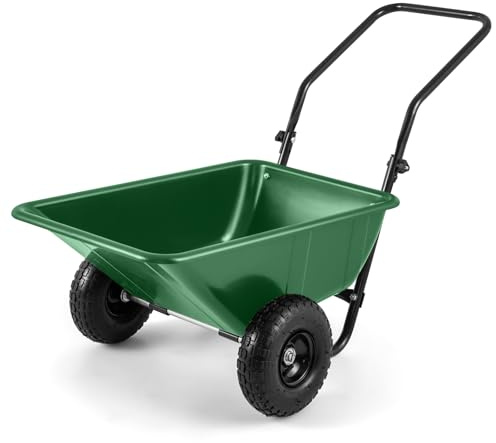 Brouette de jardin robuste à 2 roues 80 L – Chariot utilitaire réglable pouvant supporter jusqu'à 100 kg