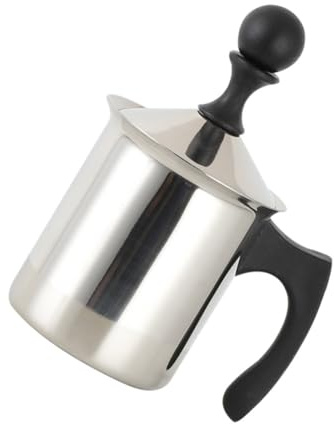 TOYANDONA Pichet à Lait Inoxydable Mousseur à Main pour Cappuccino Latte avec Double Filtre et Poignée Ergonomique Mousse Fine pour Café à Domicile et Professionnel