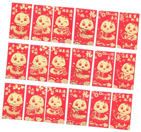 DECOMELODY 36 Piezas Sobres Rojos Tradicionales Bolsa de Dinero para Año Chino Serpiente Festival Paquete Rojo con Diseños Diferentes para Regalos y Felicitaciones