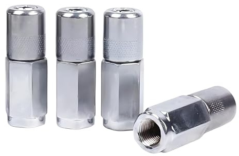 DEFIYEAR 4 Stück Fettpresse Mundstück, 4-Backen Hydraulik Fettpressendüse Mit M10x1 & 1/8 NPT Gewinde, Verchromt Edelstahl Aufsätze, Fettpresse Adapter für Manuelle Und Pneumatische Fettpressen