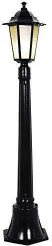 Vintage Outdoor Street Post Lantern - IP54 Waterproof Garden Bollard Lamp, E27 Glass Lighting for Courtyards, Roads, and Landscapes - Unique Brown Column Light (Black 1m)