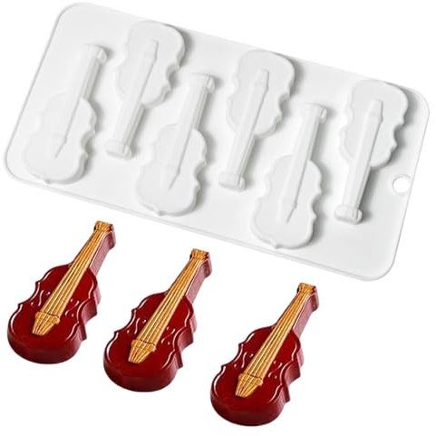 Backformen Silikon Formen,6 Fächer Gitarre und Geige Muster - Backwerkzeuge Kuchen Deko Für Resin Kunst Epoxy Handwerk Tonarbeiten - Seifen Cupcake Deko