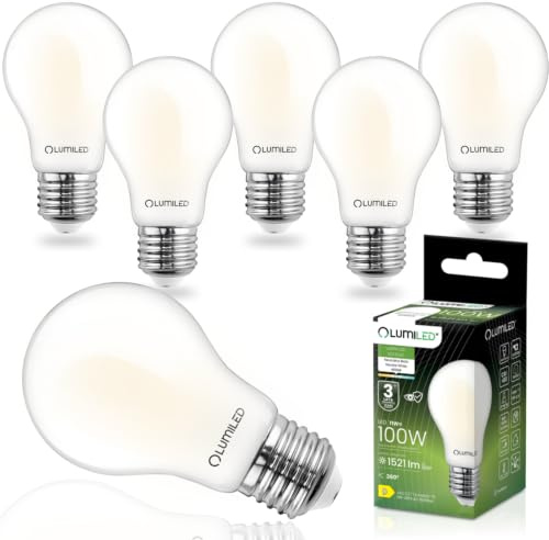 Lumiled LED Leuchtmittel E27 A60 11W ersetzt 100W 1521lm 4000K Neutralweiß 230V 360° Abstrahlwinkel Filamentstil Milchglas Nicht Dimmbar Classic Tropfenform Lichtquelle Energiesparlampe 6er Pack