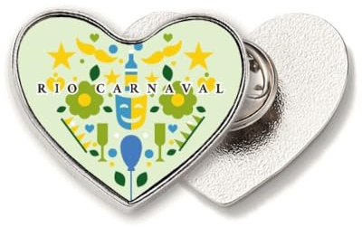 Rio Brasilien karneval vinglas fest hjärta metall brosch klämma kärlek