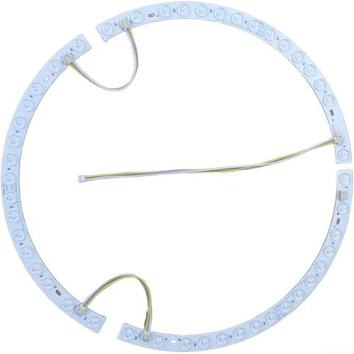 Tira LED para ventilador de techo, diseño curvado de 38 cm con cambio de tres colores, paquete doble de 36 W, magnético y montaje, iluminación LED de bajo consumo (tira de luz)