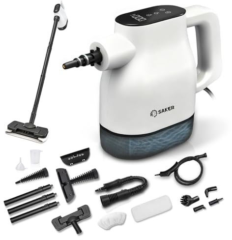 Saker EverSteam Instant-Heat Steam Cleaner for Home,15s Heat-up Handheld Steam Cleaner with Mop Attachment, Lightweight Portable Continuous Refill Steamer for Deep Cleaning of Floor, Car and Kitchen