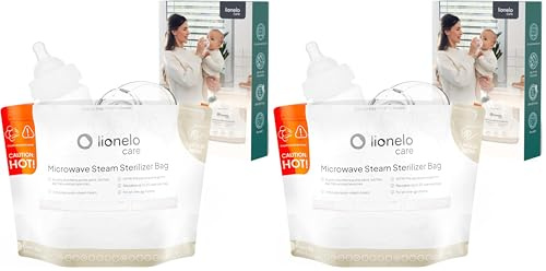 LIONELO ThermBag 16er-Pack Mikrowellen-Sterilisationsbeutel – Wiederverwendbar, BPA-frei – Für Babyflaschen, Schnuller, Milchpumpen – 90 Sek. Schnellsterilisation, Ideal auf Reisen (Packung mit 2)