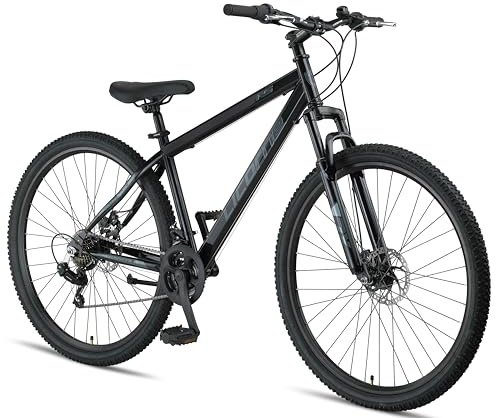 Licorne Bike Thunder Premium mountainbike i 20, 24, 26, 27,5 och 29 tums cykel för flickor pojkar män och kvinnor skivbroms (svart, 29 tum)