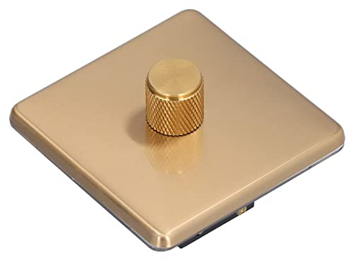 Dioche Antique BrAC220V Dimmer Light Switches - Brushed Brass Knob Type Dimmer - High-End Stainless Steel, Scratch Proof, 500W, Perfect for Home Use (monotonous light)