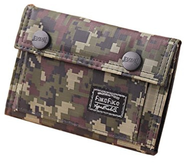 FakeFace Unisex Camouflage Geldbörse Canvas Geldtasche Geldbeutel mit Umschlag Handtasche Clutch für Damen Herren Jungen Mädchen