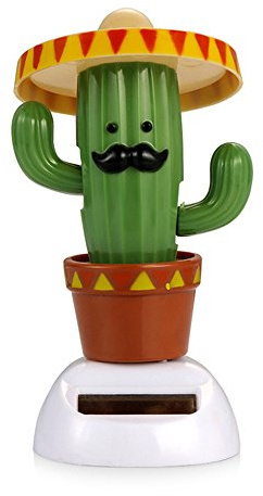 Solar Dancing Toy Animal Solar Powered Dancing Dolls Swinging Animated Bobble Dancer Car Decor (Cactus)