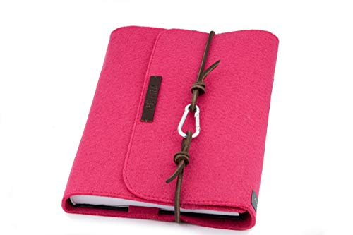 pink Kalender Hülle PERSONALISIERT rosa Filz Notizbuch A5 Name Einband Leder retro Vintage Geschenk Schule Abitur Ausbildung Studium lässig Anna Rosenschön
