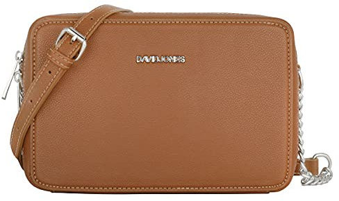David Jones - Damen Kleine Umhängetasche - Frau Quadratische Handtasche PU Leder - Kette Schultertasche Elegant Crossbody Bag - Handy Tasche Mini Abendtasche Party Clutch Pochette Mode - Kamel Braun