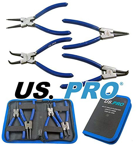 US PRO 4 Piece 6 150mm Circlip, Snap Ring Pliers Internal External, Pouch 2059