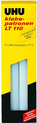 UHU Klebepatrone Low Melt, 125 g, transparent, Sie erhalten 1 Packung, Packungsinhalt: 10 Patronen