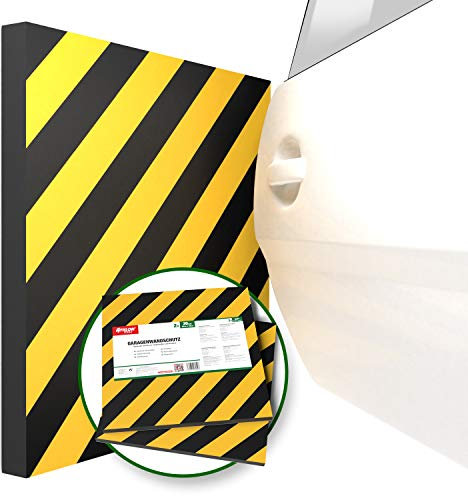 ATHLON TOOLS 2X XXL Garagen-Wandschutz reflektierend - je 50 x 50 cm - Selbstklebend - Rammschutz Prallschutz Garagenpolster Türkantenschutz (gelb/schwarz)