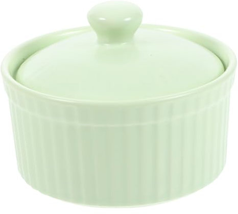 Cabilock Bol à Dessert Céramique Avec Couvercle Petit Ramequin Pour Pudding Et Soupe Pour Cuisine Maison Vert