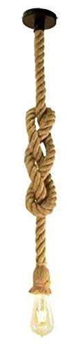 Vecys Vintage Hanfseil-Pendelleuchte für Cafe, Restaurant und Bar (150CM)