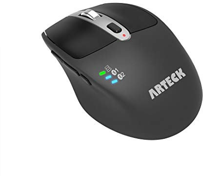 Arteck Multi-Device Wireless Bluetooth Mouse with Nano USB Receiver Ergonomic Right Hand Silent Clicking for Computer Desktop PC Laptop Mac iPad and Windows 10/8 iPad OS Build in Rechargeable Battery