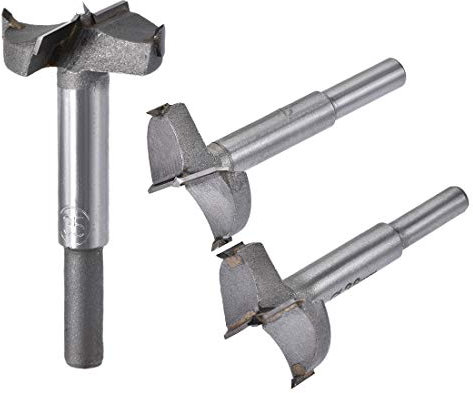 sourcing map Forstner Holzbohrer 35mm 38mm 40mm Durchm. Lochsäge Hartmetall Stahlspitze Rundschaft Schneiden für Scharnier Sperrholz Holzwerkzeug 3in1 Set