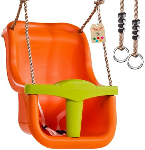 TRIBECCO® Balançoire en plastique, pour bébé/tout-petits, aire de jeux, orange