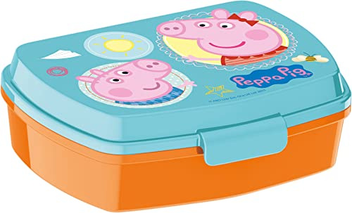 ALMACENESADAN Sandwich rettangolare multicolore; prodotto in plastica riutilizzabile; privo di BPA; dimensioni interne 16,5 x 11,5 x 5,5 cm (Peppa pig)