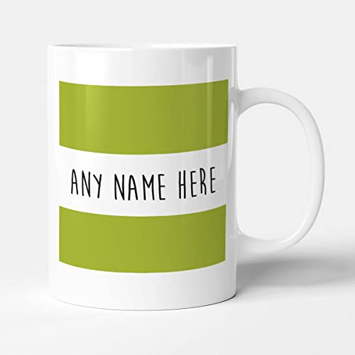Victorian Printing Co - Green Stripe Personalised Mug - Gift Mug, Ceramic, 11fl.oz.