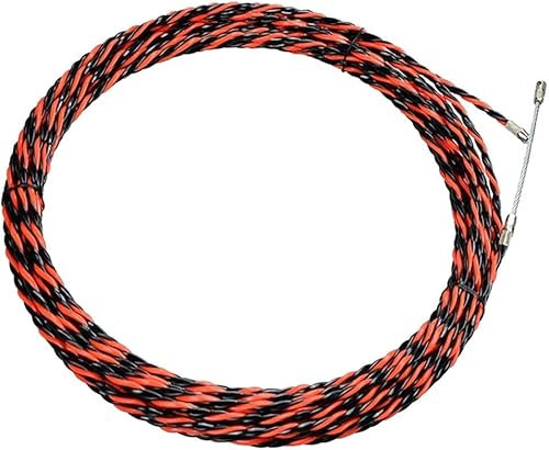 Guia Pasacables Alambre Retráctil en Espiral de 20M/25M, de Poliéster Trenzado de 3 Capas Diámetro 6.0mm, con Muelle de Guía, ideal para Colocación de Cables (25m)