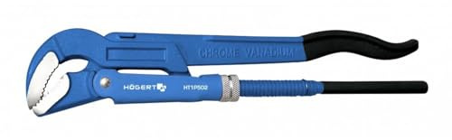 Högert Technik Rohrzange 45°, 1 1/2 Zoll, 430 mm, bis 70 mm, CrV-Stahl | 45°-Backenwinkel, für Rohre bis 70 mm, Chrom-Vanadium-Stahl, 430 mm Länge, für Sanitär-, Hydraulik- und Montagearbeiten