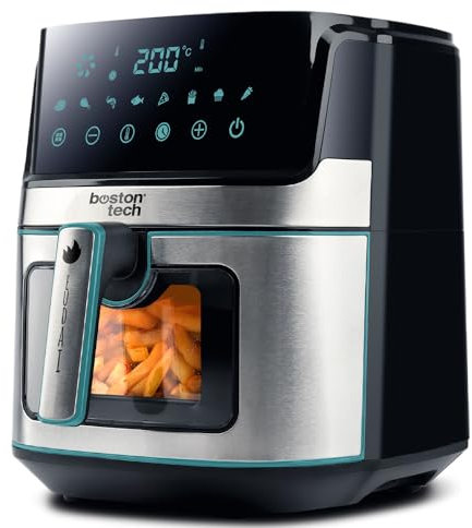 EUDAI Freidora de Aire 6.5L, Freidora sin Aceite con Ventana, 8 programas, Pantalla LED, Control Táctil, Temperatura Regulable, Cesta Antiadherente, Temporizador, 1700W, Incluye Recetario, Acero Inox.