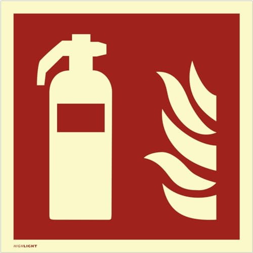 Dreifke® Schild Feuerlöscher | extra langnachleuchtend | Alu 200x200 mm | DIN EN ISO 7010 | 160-mcd