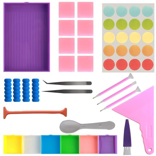 WYTNB 5D Diamant Malerei Zubehör Set, 24 Stück Neu Diamond Painting Werkzeug Set, Langlebig Diamant-Kunststift-Set, DIY Diamant Malerei Stift Zubehör, Diamond Painting Stift für Schule Haus
