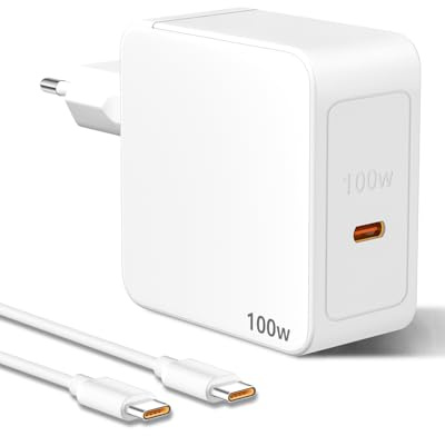 100W USB C Ladegerät GAN Netzteil für MacBook Pro/Air USB Stecker Tragbarer Reisen Handy Ladestecker mit 1M 100W USB-C zu C Ladekabel für MacBook Air 16 15 14 13, iPad Pro，Laptop, Tablet, Handy (weiß)