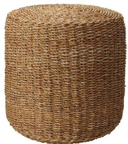 H&S Collection Puf Redondo Natural de Hierba Marina Ø40x38 cm