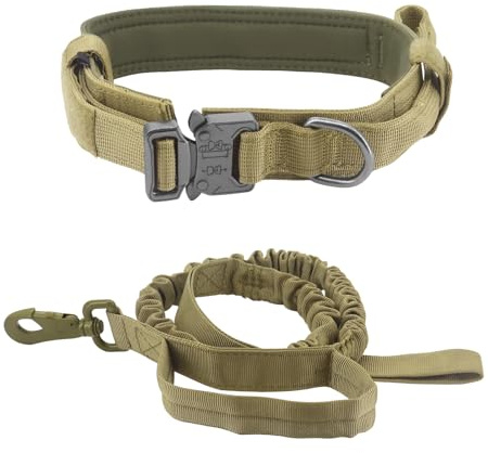 Beowanzk Correa elástica para perro, amortiguador, XL, color caqui