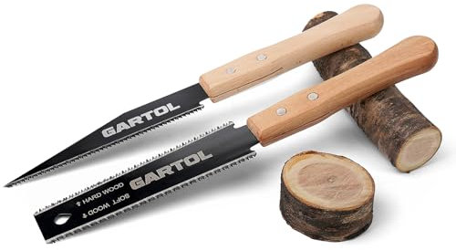 GARTOL Set di 2 seghe a mano giapponesi da 15,2 cm, sega Ryoba a doppio taglio, strumenti di precisione per la lavorazione del legno, lama flessibile SK5 e manico in legno per fai da te, lavorazione