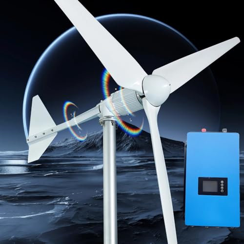 KX-ENERGIE Windkraftanlage 3000W 48V 96V Windturbine 3 Phase AC Horizontaler Windgenerator 3KW für den Heimgebrauch, Projekt, Bauernhof, 3 Glasfaser Blätter Windmühle (96, Volt)