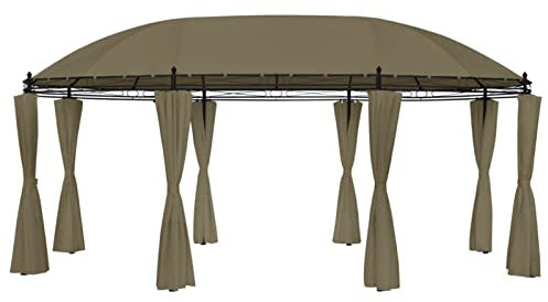 ShGaxin Pavillon mit Vorhängen, Faltpavillon, Pergola, Partyzelt, Standmarkise, Sonnenzelt, Garten Pavillion, Grillpavillon, 520x349x255 cm Taupe 180 g/m²