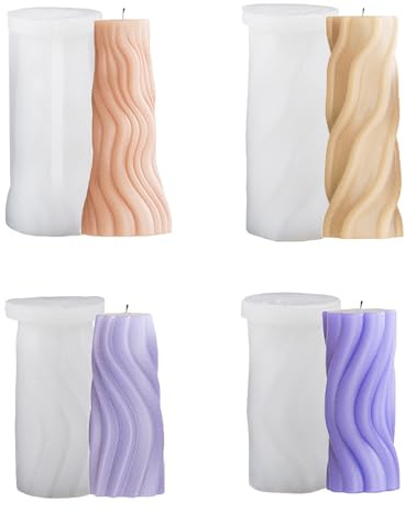 Syunyin 4 Stück Kerzen Formen Silikon, Kerzen Gießform Spiral Silikon Kerzenformen, Kerzenformen zum Gießen Kerzen Set Selber Machen Formen für DIY Handwerk, Zylindrische Kerzengießformen