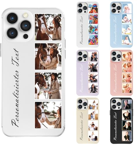 HBRYXJ Personalisiert Handyhülle mit Foto Bild Text für iPhone 16 Pro Max, Handyhülle Selbst Gestalten mit Bild Foto, Individuelle Design Stoßfest TPU Hülle, Custom Case für Familie (Mehrfarbig)