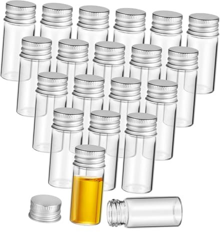 DEARMAMY 20pièces Mini Bouteilles Verre avec Couvercles Petits Pots Verre Bouteilles de Conservation Flacons Vides