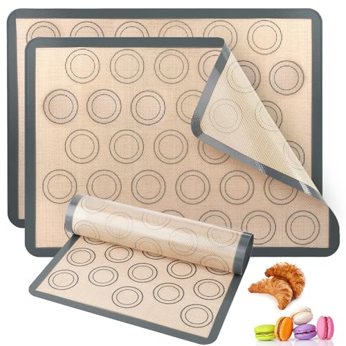 2Pièces Tapis de Cuisson en silicone,Rectangulaire Tapis Réutilisable en Silicone Anti-Adhésif，pour pour Macarons,Biscuits,Pizza,Cupcakes，le Four et le Micro-Onde, Passe au Lave-Vaisselle