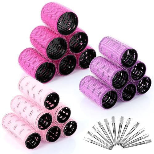 Cozary bigodini per capelli 18 bigodini in alluminio, 12 pinze e 1 pettine a coda di topo – 3 dimensioni (2-4cm), portatile con custodia, Adatto a tutti i tipi di capelli