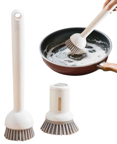 Spazzola per Lavare i Piatti - Spazzola da Cucina con Manico Lungo,Spazzola con Pressione Regolabile per Lavello, Pentole e Padelle - Set di 2