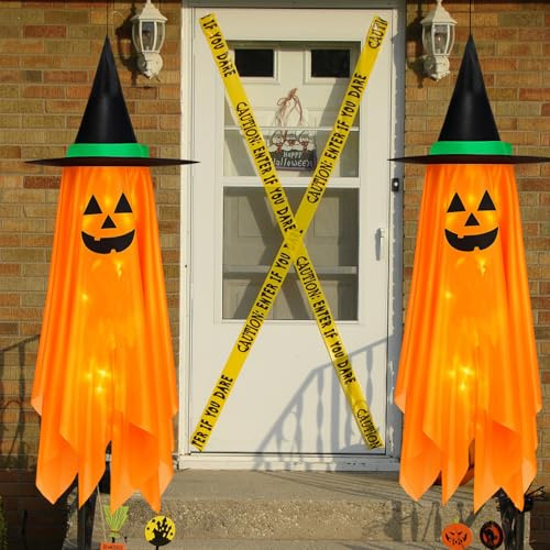 Halloween Cute Pumpkin Witch Hat, Decoration Spooky Ghost Ornaments for Halloween Party Outdoor Garden