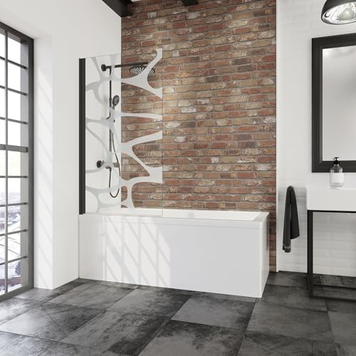 Schulte pare baignoire 80 x 140 cm noir réversible verre 5 mm | paroi rabattable à 180° verre trempé anti-calcaire