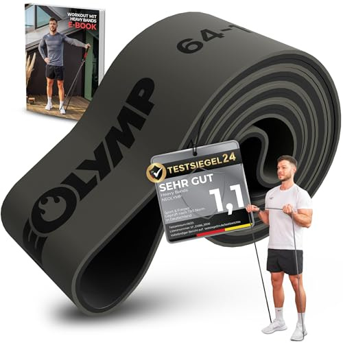 NEOLYMP Resistance Bands aus doppelbeschichtetem Naturlatex mit Fitness E-Book - Lange Fitnessbänder für Krafttraining, Widerstandsbänder, Klimmzugbänder